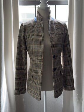 J. Crew Beige Plaid Wool Blazer